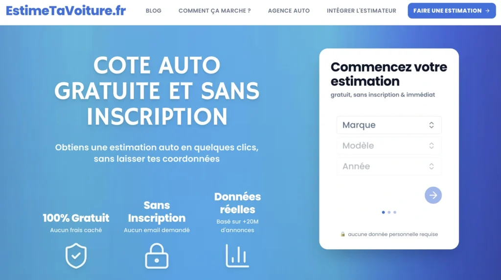 estimer sa voiture grâce à une cote auto gratuit et sans inscription